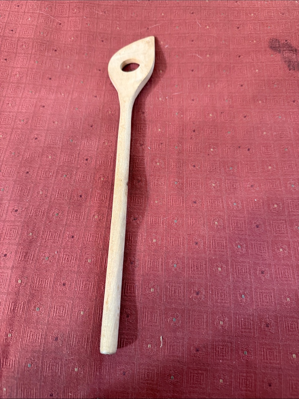 Wooden Stirring Spoon with Hole - Natural Brown